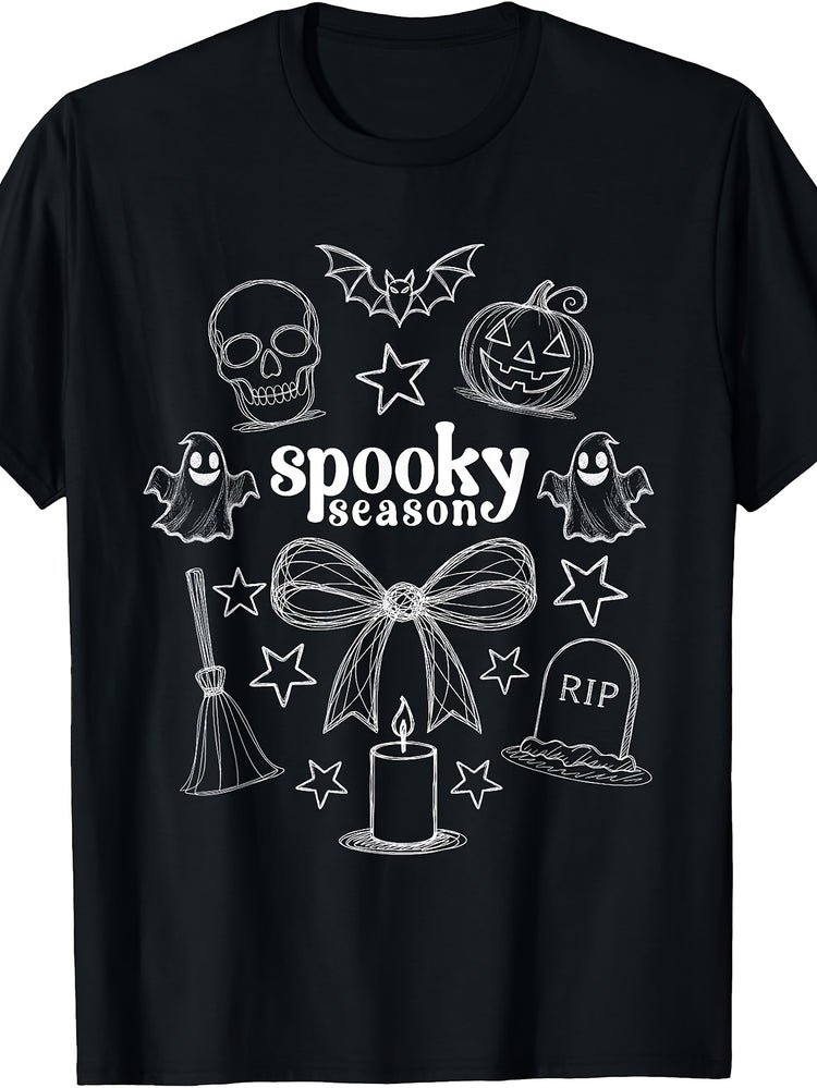 Spooky Season Doodle Halloween Cute Sketch Art - Pumpkin T-Shirt
